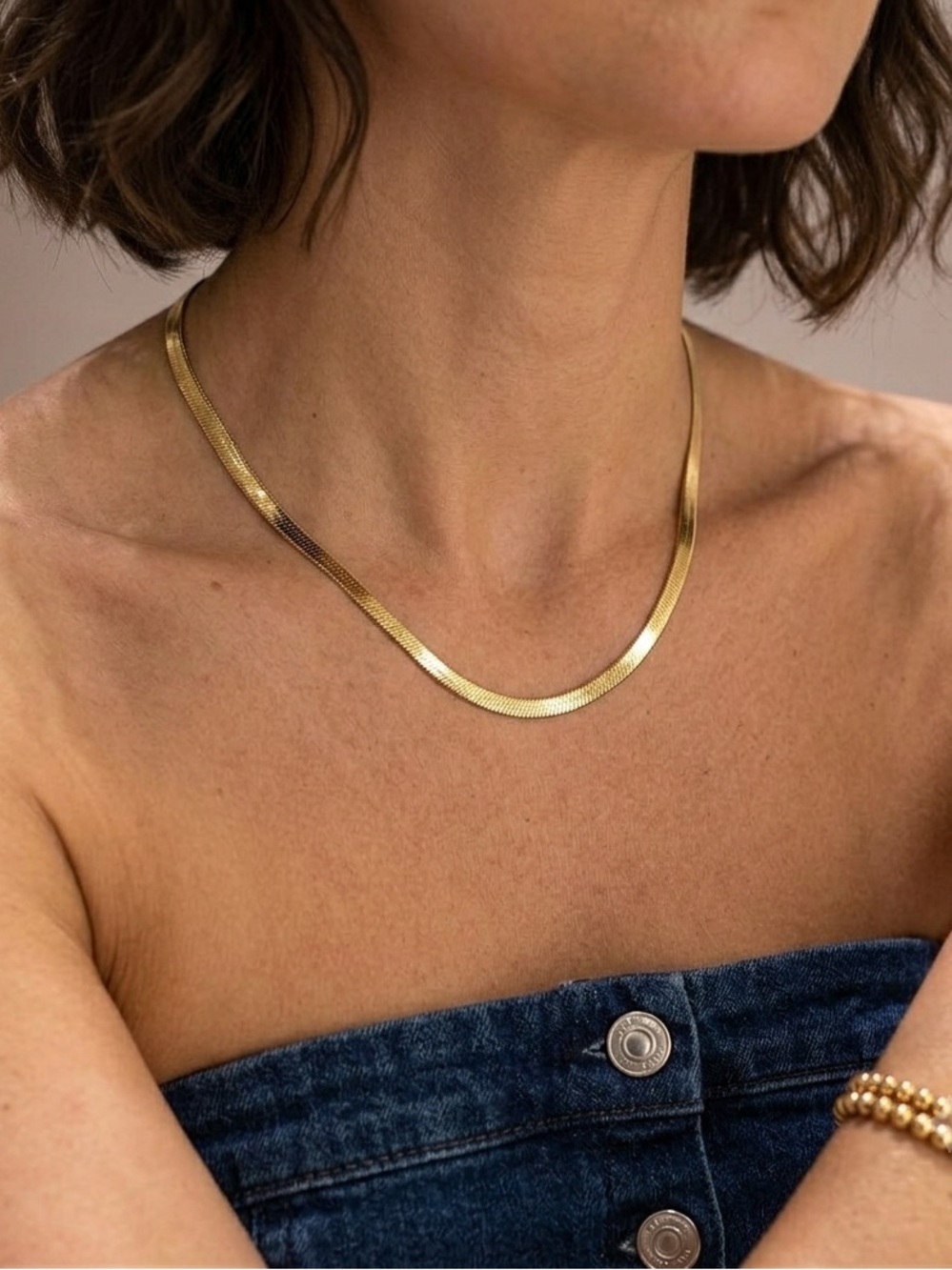 2.5MM Dainty Gold  Snake Chain Necklace 18k Gold Plated Chain Layering